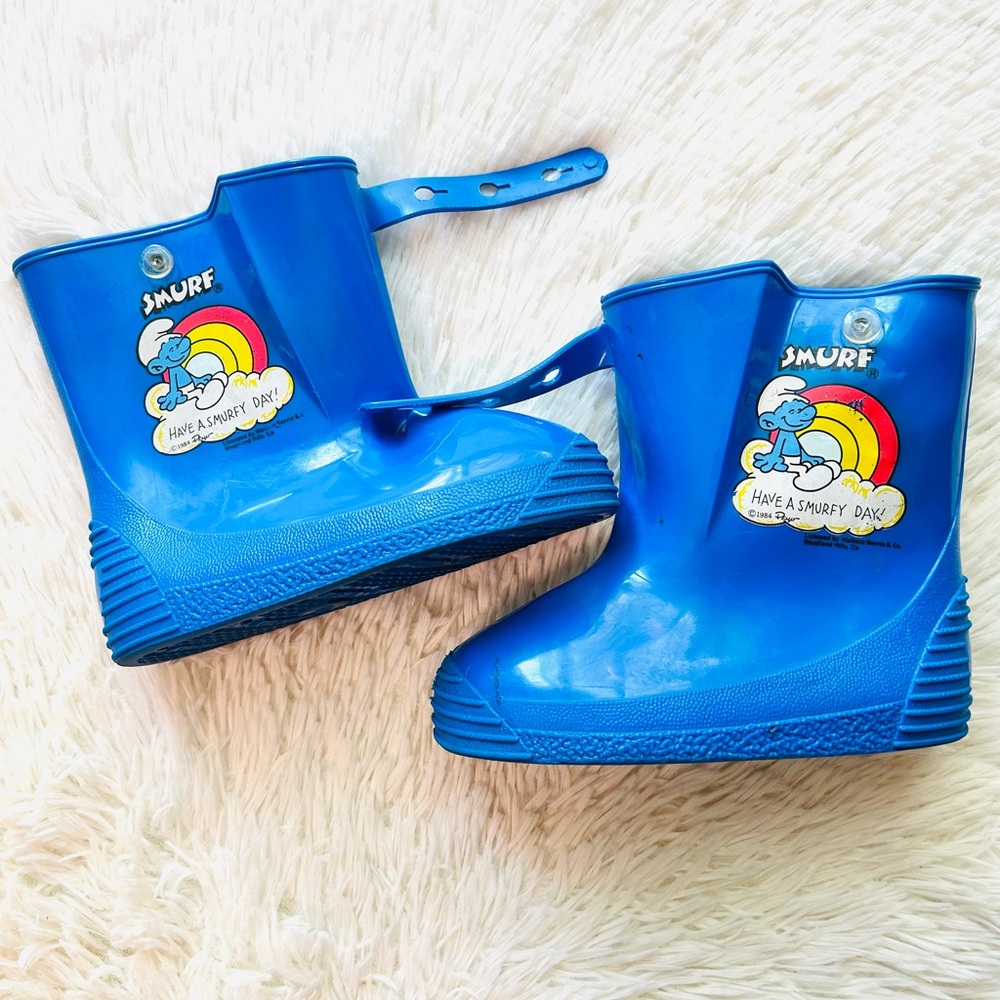 Kids Rain Smurf Boots Size 11 Blue-Vintage. Peyo Smurf Boots-Kids Rain boots